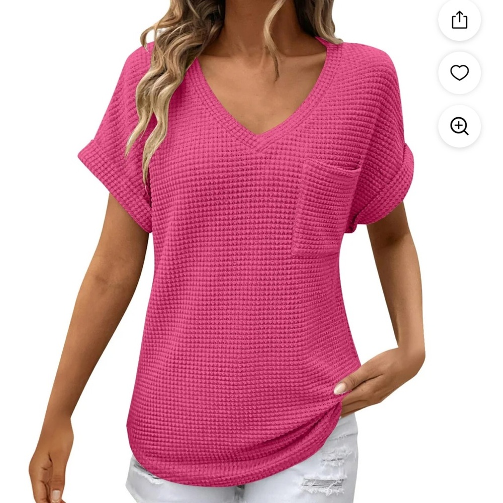 Hot Pink Waffle Knit Women's Top